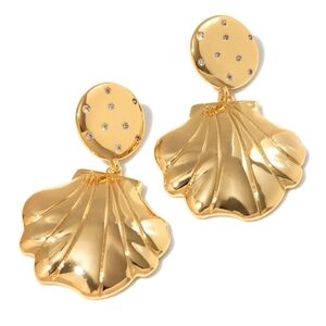 Frasier Sterling 14k gold plated brass earrings with cz New